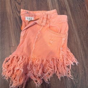 Women's Orange Jean Shorts